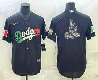 Men%27s Los Angeles Dodgers Big Logo Mexico Black Cool Base Stitched Jersey0->los angeles dodgers->MLB Jersey